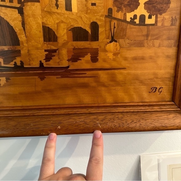 VTG Germany Buchschmid & Gretaux Wood marquetry Inlay Old Heidelberg Tray Art - Picture 4 of 7